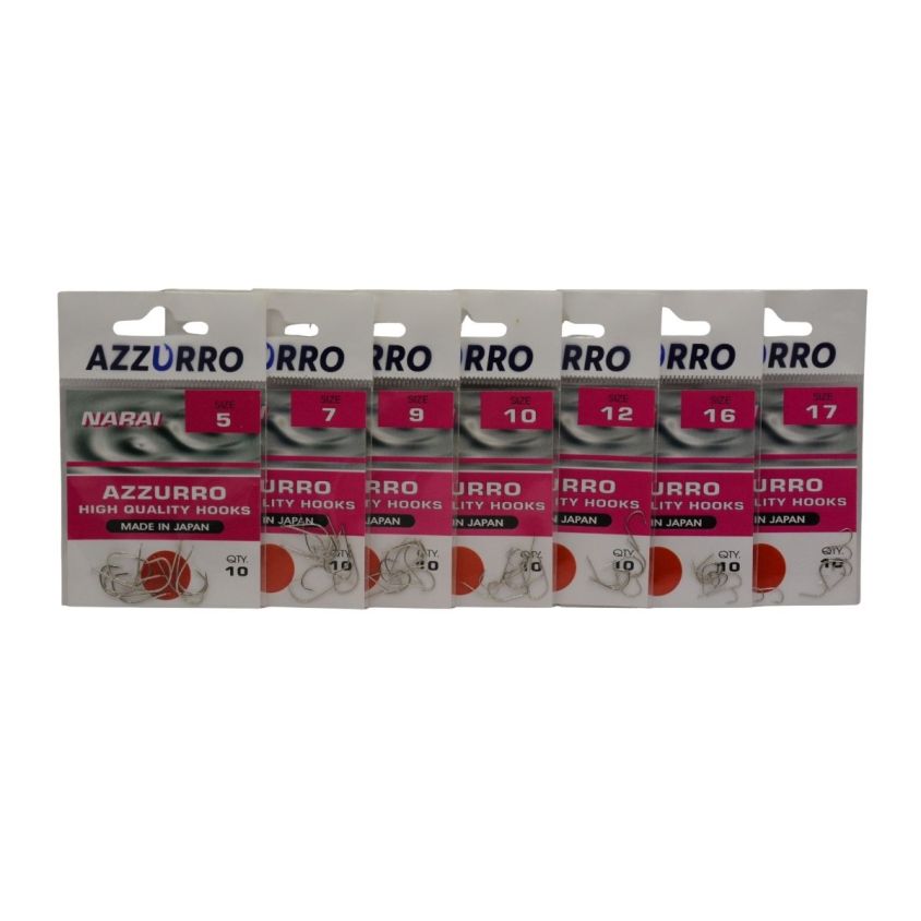 AZZURRO Narai куки –размери 5–17, по 10 бр. в пакет, подредени в редица