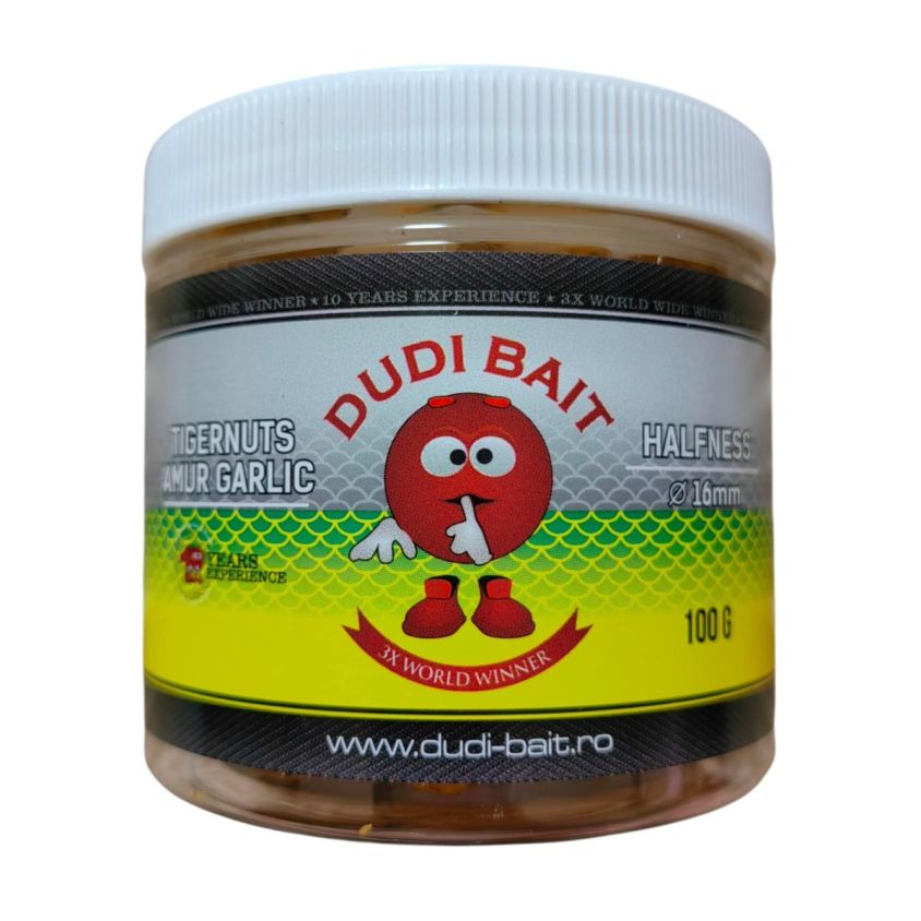 Протеиново топче за риболов Dudi Bait Tigernuts-Grass Carp Halfness Garlic 16mm с аромат на чесън, 100g – основно изображение