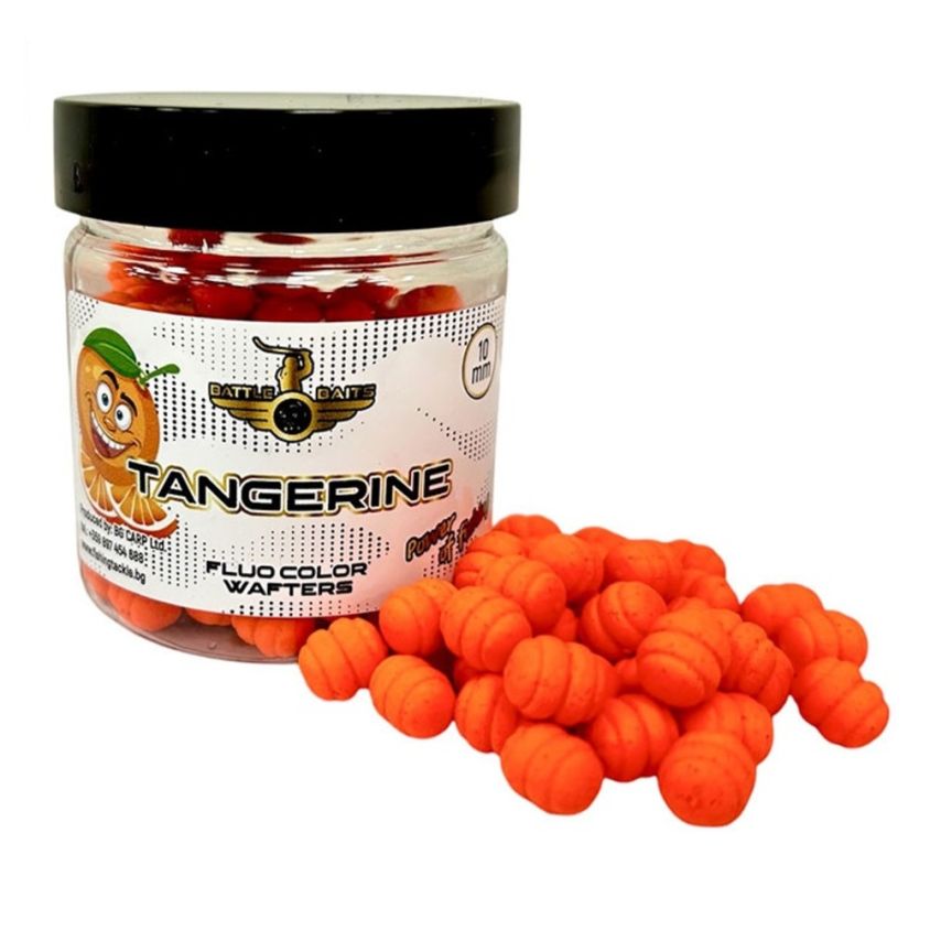 Фидер дъмбели Battle Baits Fluo Color Wafters Tangerine 10mm 30g с флуорисцентни цветове и аромат на мандарина. Перфектни за метод фидер риболов на шаран и каракуда.