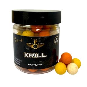 Топчета за риболов Pop Up Battle Baits (Батъл Байтс) Krill Fluo LED 12mm – аромат на крил, три цвята, силна плаваемост за риболов на шаран и амур
