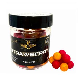 Топчета за риболов Pop Up BATTLE BAITS Strawberry – Ягода Fluo LED 10mm 30g