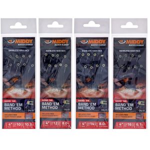 Вързани куки MIDDY Band ‘Em Method Barbless Hair Rigs 10 cm / 4 Ins.