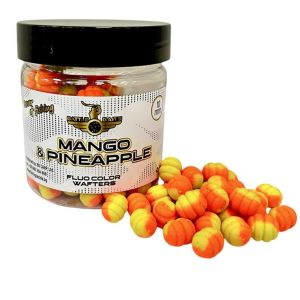 Фидер дъмбели Battle Baits Fluo Color Wafters Mango & Pineapple 10mm 30g с флуорисцентни цветове и аромат на гореща риба. Перфектни за метод фидер риболов на шаран и каракуда