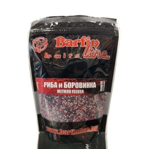 Метод фидер пелети за риболов BARFIN LINE Риба и Боровинка 2,3-2,5мм 600гр