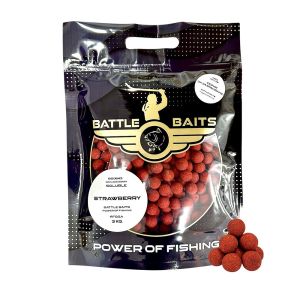 Протеинови топчета за захранване BATTLE BAITS Strawberry 20мм – бойли с аромат на ягода, 3 кг