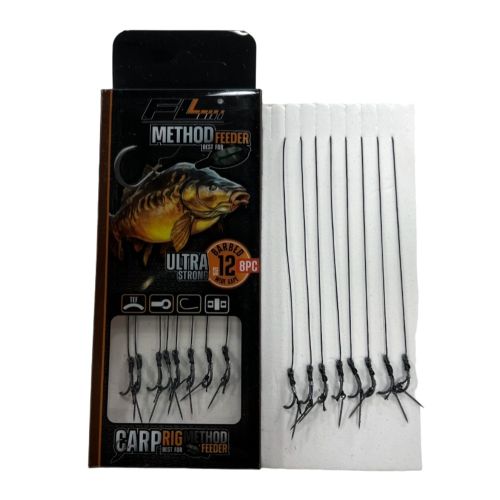 Вързани куки за метод фидер риболов FL WIDE GAPE 8 броя