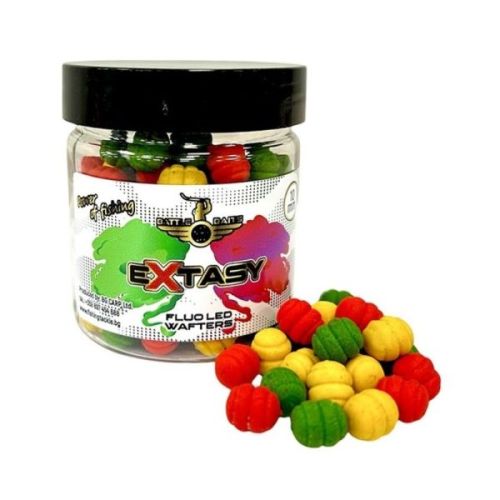 Пушещи фидер дъмбели Battle Baits Fluo LED Wafters Extasy 10 mm в бурканче