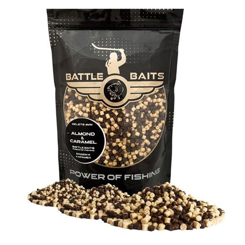 Пелети за риболов BATTLE BAITS Almond & Caramel Бадем и Карамел 4mm 400g