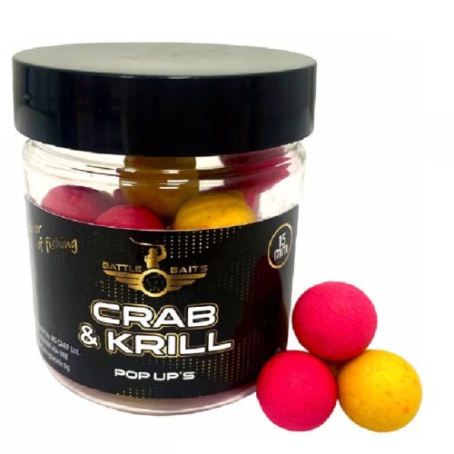 Топчета за риболов Pop Up BATTLE BAITS Crab & Krill - РАК И КРИЛ 15mm 30g