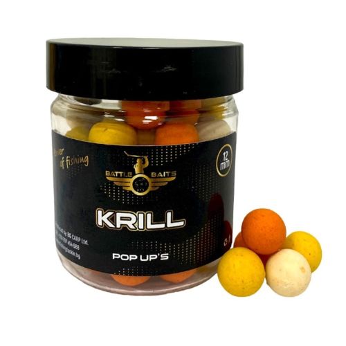 Топчета за риболов Pop Up Battle Baits (Батъл Байтс) Krill Fluo LED 12mm – аромат на крил, три цвята, силна плаваемост за риболов на шаран и амур