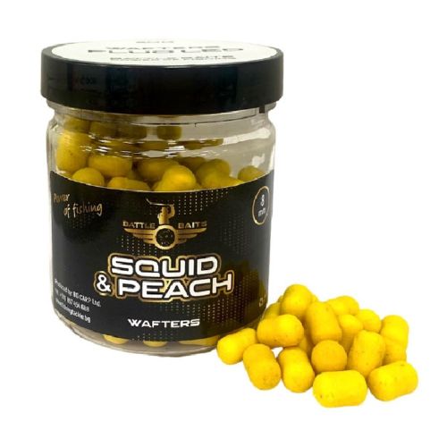 Дъмбели за риболов BATTLE BAITS Squid & Peach - Калмар и Праскова FLUO LED 8mm 35g