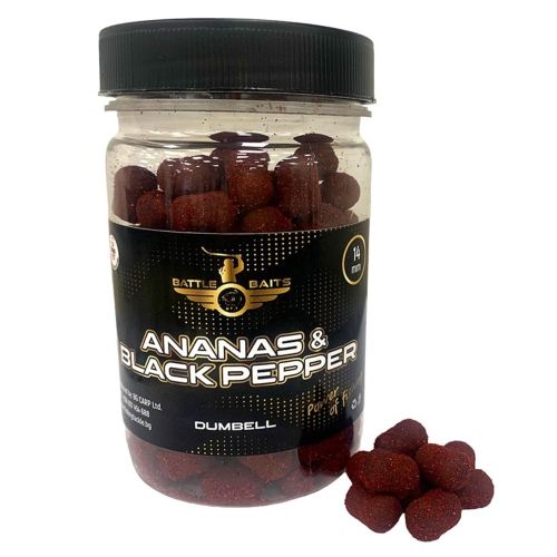 Дъмбели за риболов BATTLE BAITS Ananas & Black Pepper бавно разтворими 14mm 150g