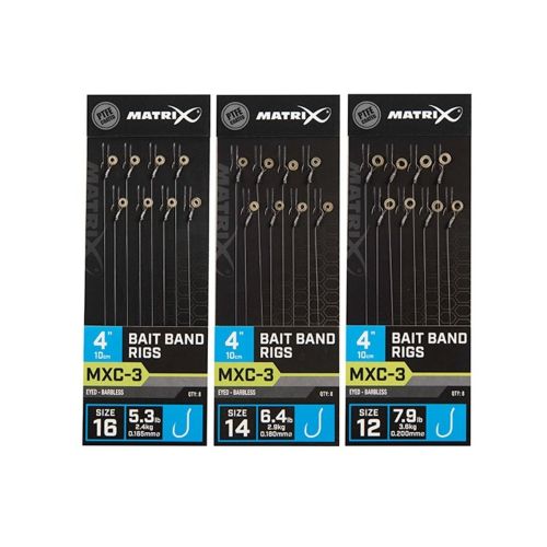 Вързани куки MATRIX MXC 3 Bait Band Barbless 10cm / 4 Ins