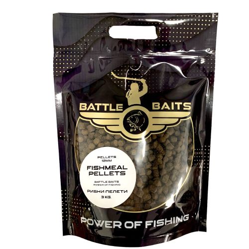 Рибни пелети за риболов BATTLE BAITS Fishmeal Pellets 12mm 3kg