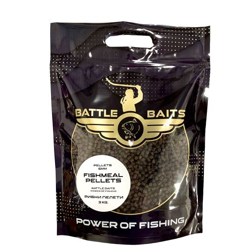 Рибни пелети за риболов BATTLE BAITS Fishmeal Pellets 6mm 3kg